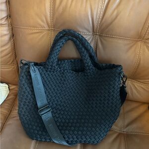 STEVE MADDEN Black Woven Tote Bag